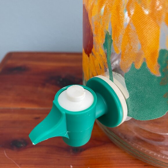 Vintage Sunflowers Iced Tea Glass Pitcher Jar Sun Tea Lid & Spout 1 Gallon - Picture 6 of 13